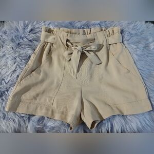 H&M Tan High Waist Shorts with Tie Belt Sz 6